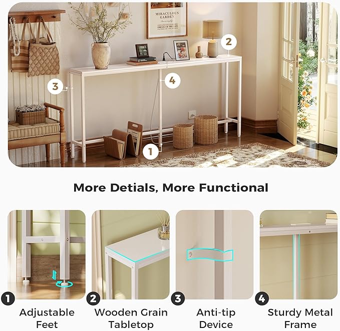 SUPERJARE 70 Inch Console Table