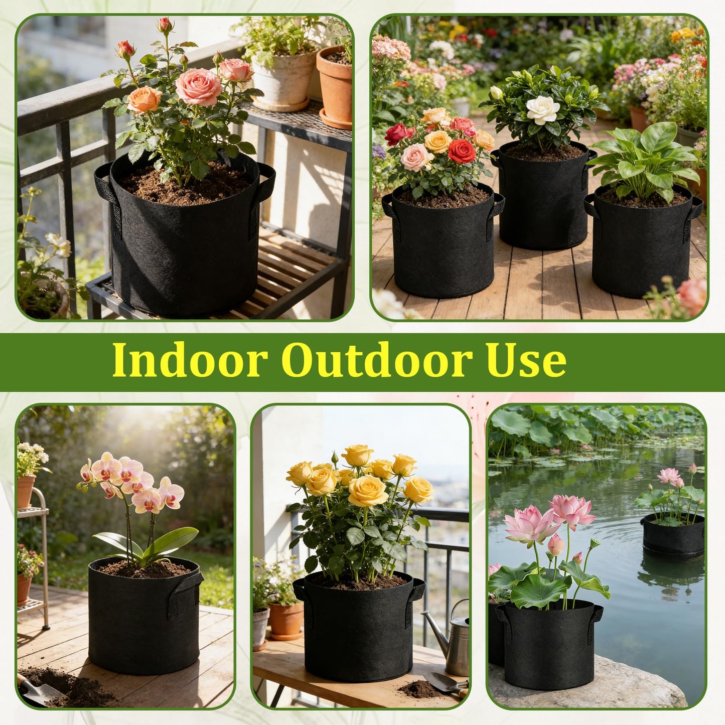24 Pcs Lily Plant Pots for Pond, Aquatic Pond Planter for Pond Durable Breathe Reusable Fabric Plant Bags with Handles Thickened Nonwoven Fabric Pots for Aquatic Plants, Potato, Carrot, Onion, Flower