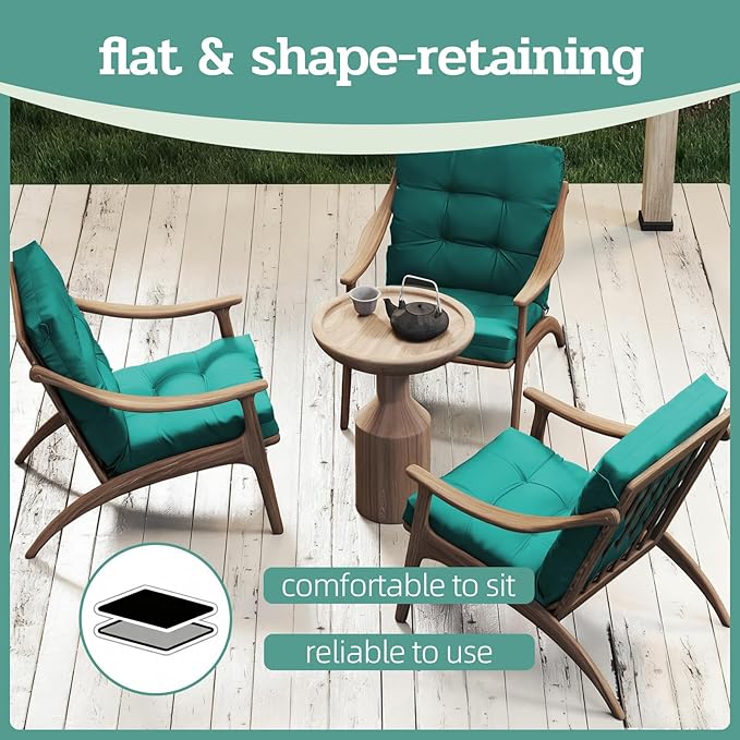 Outdoor Chair Cushion, High Back Soft Seat Pad