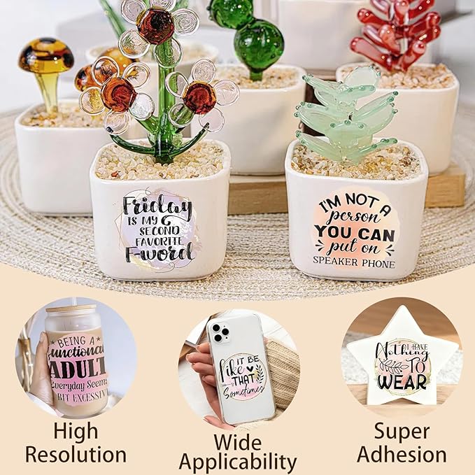 4 Sheets Rub on Transfers for Crafts, Animal Satirical Quotes Furniture