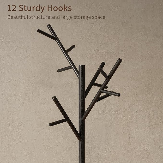 Muwuele Coat Rack, Solid Wood Coat Rack Freestanding