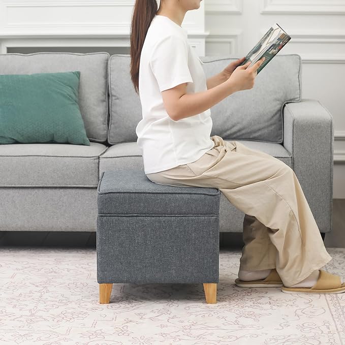 Adeco 17.5" Square Fabric Ottoman