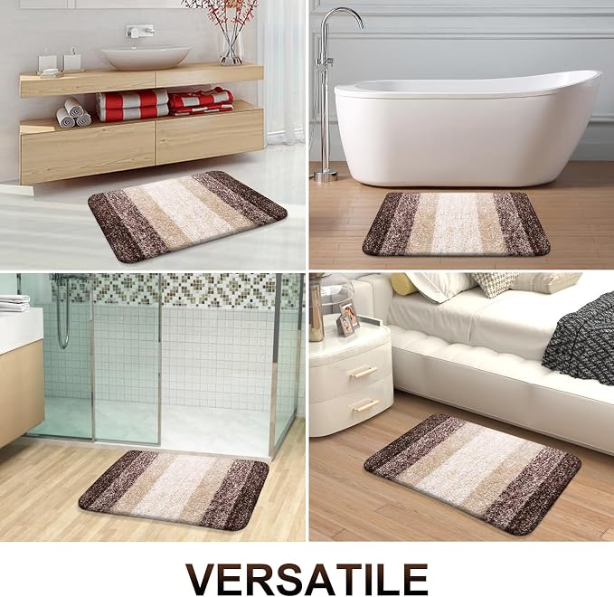 OLANLY Bathroom Runner Rugs Mat 47x17, Extra Soft Absorbent Microfiber Bath Rugs, Rubber Backing, Quick Dry, Washable Long Bath Mats for Bathroom Floor, Tub and Shower, Home Decor Accessories, Brown