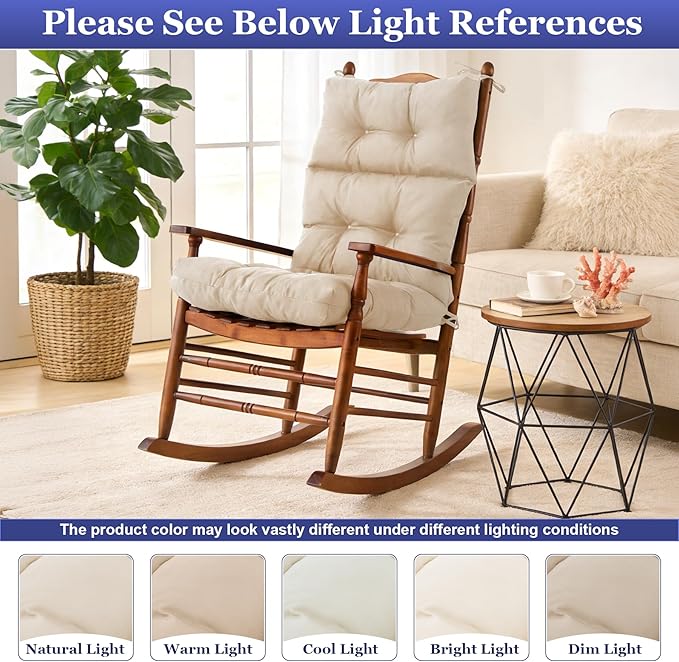 Rocking Chair Cushion, Waterproof and Fade-Resistant Adirondack Rocker Cushions