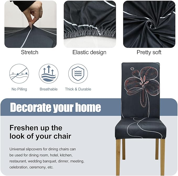 BIETYONE Stretch Dining Chair Covers Set of 6, Soft Removable Washable Kitchen