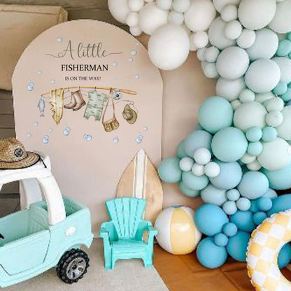 Capiont A Little Fisherman is on The Way Decal -Fishing Baby Shower Decorations,Gone Fishing Baby Shower Party Balloon Arch Stickers for Boys