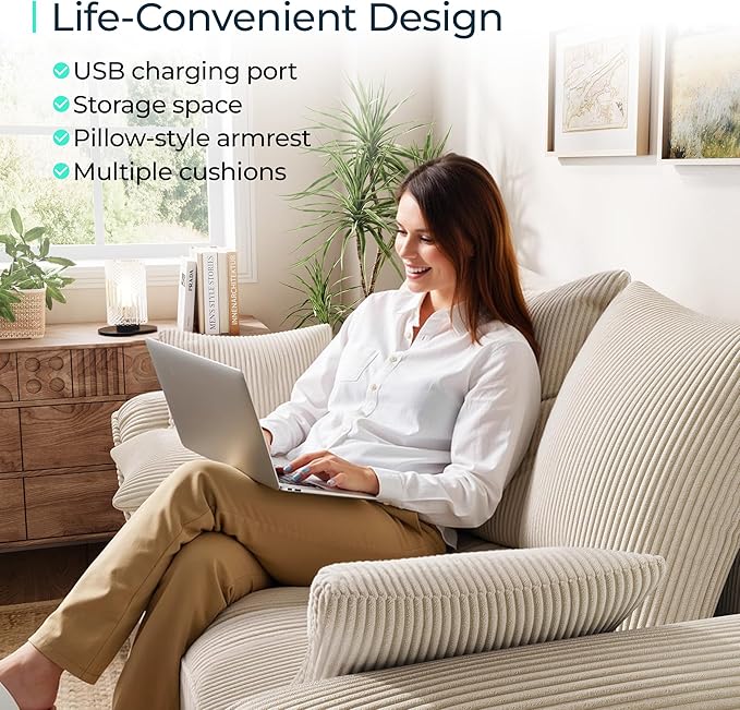 LINSY HOME 90.5'' Sectional Sleeper Sofa