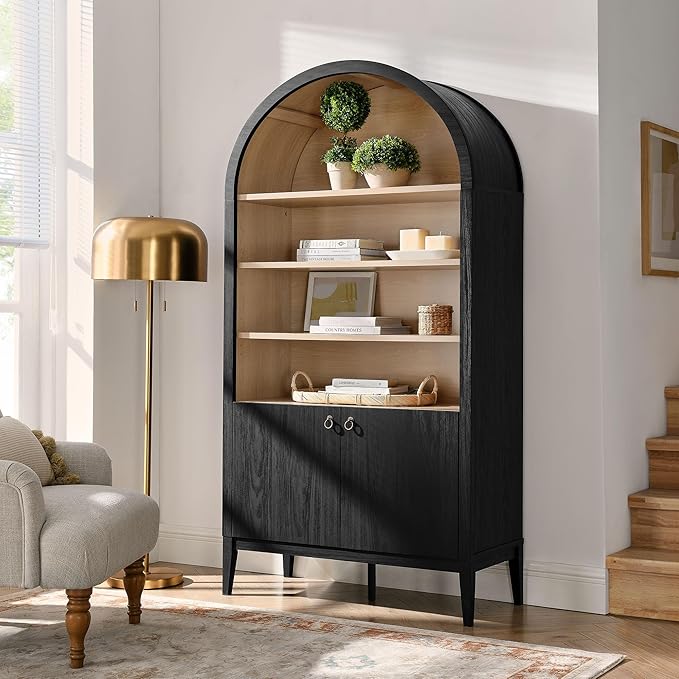 Modway Nolan Tall Arched Storage Display Cabinet in Black