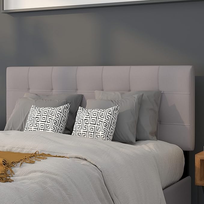 Flash Furniture Bedford Tufted Upholstered Full Size Headboard in Light Gray