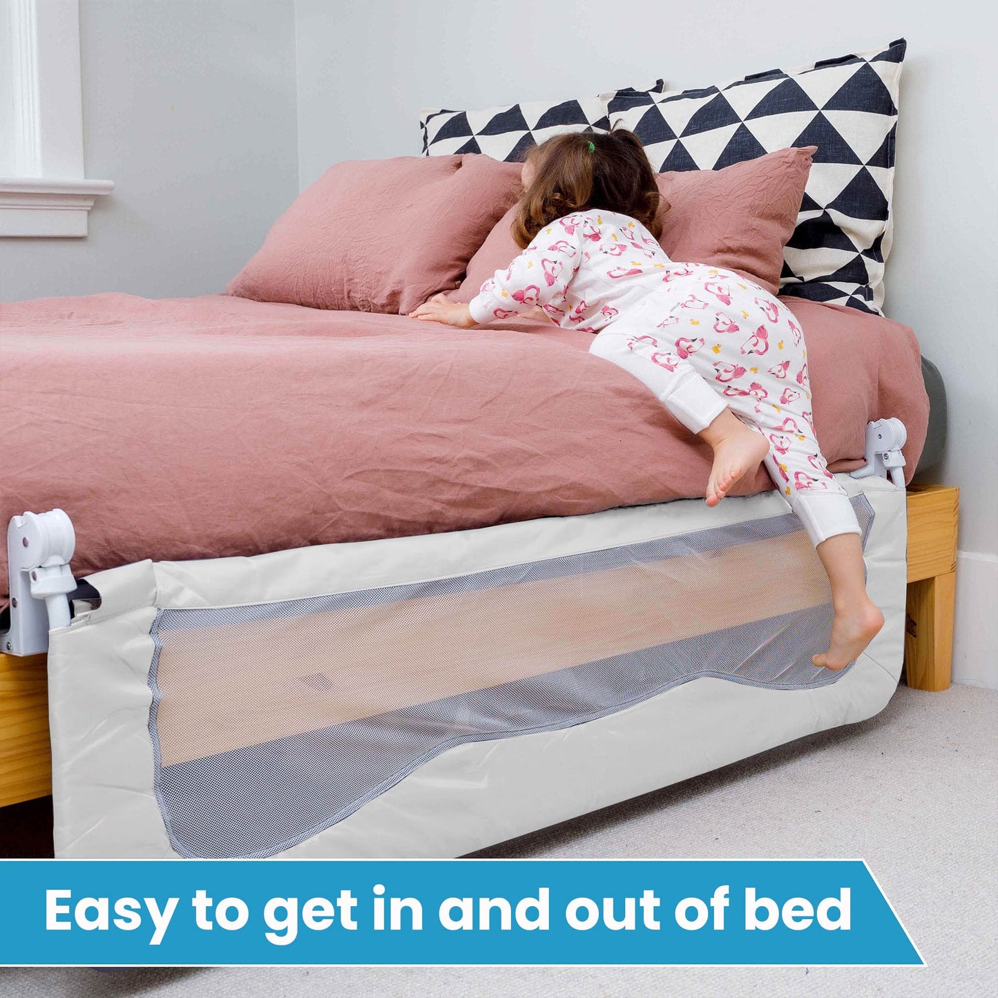 Bed Rail for Toddlers & Infants – Universal Toddler Bed Rails for Twin, Full Size, Queen &King Beds with Thick Mattresses & Recessed beds - White 59W*23.5H (Pack of 1)