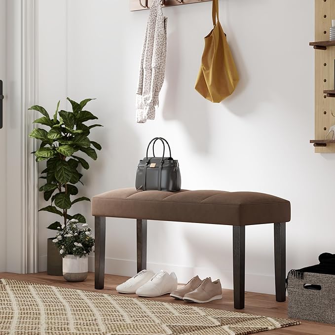 Roundhill Furniture Strata Velvet Upholstered Dining Bench