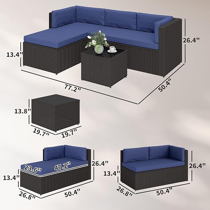 Outsunny 3 Piece Patio Furniture Set, Wicker Rattan Outdoor Patio Conversation