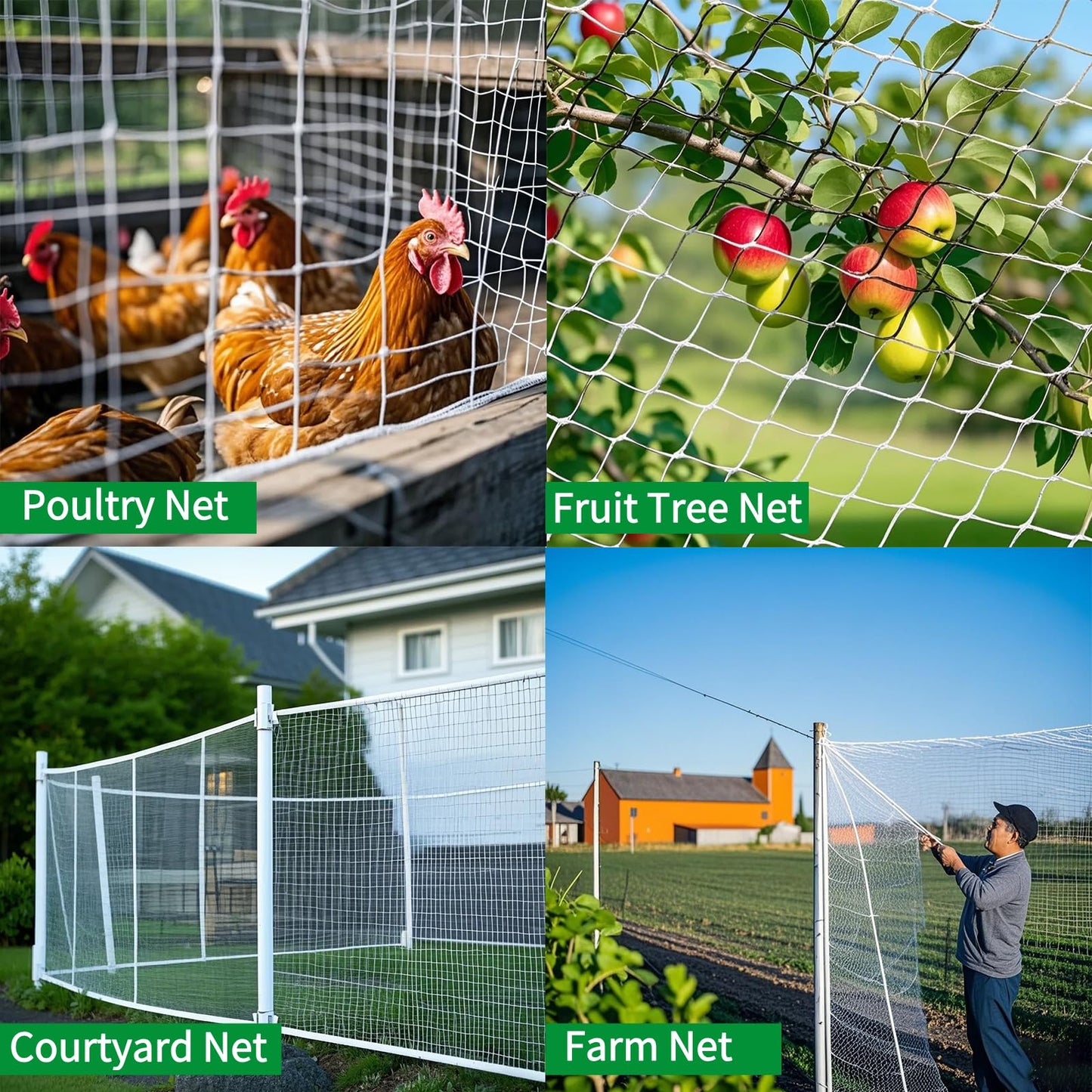 VBWSL Bird Netting, 9 x 50 Feet, 1-inch Square Mesh, Heavy Duty Nylon Garden Protection Against Birds (9X50FT-1'')