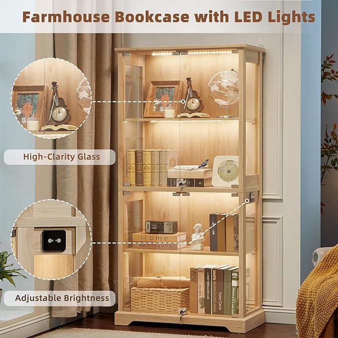 LELELINKY Farmhouse Display Cabinet Set of 2