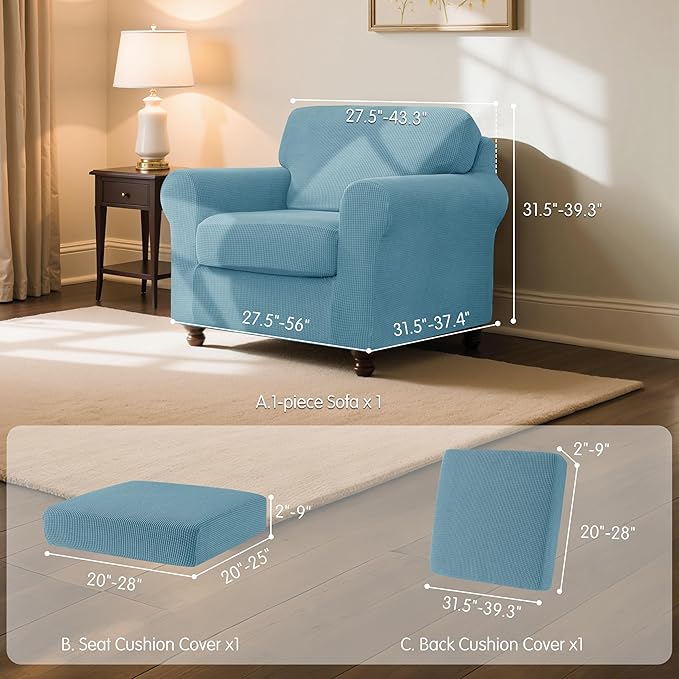 SUBRTEX 3 Pieces Stretch Sofa Slipcover Sets Couch Cover Sets Backrest Cushion