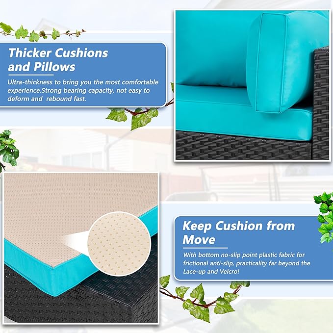 Shintenchi 5 Pieces Outdoor Patio Sectional Sofa Couch, Patio Conversation Sets