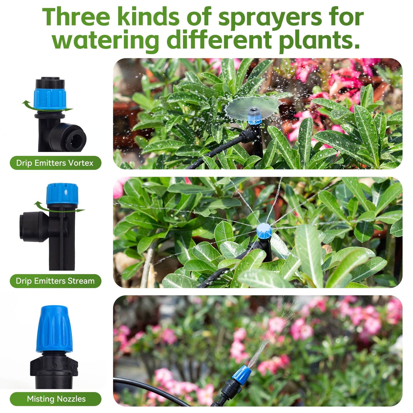 Inntop 240FT Drip Irrigation System Kits, Quick Connect Automatic Garden Watering System for Raised Bed, Potted Plants, Lawn, Greenhouse with 1/2 inch Hose 1/4 inch Tubing and Accessories