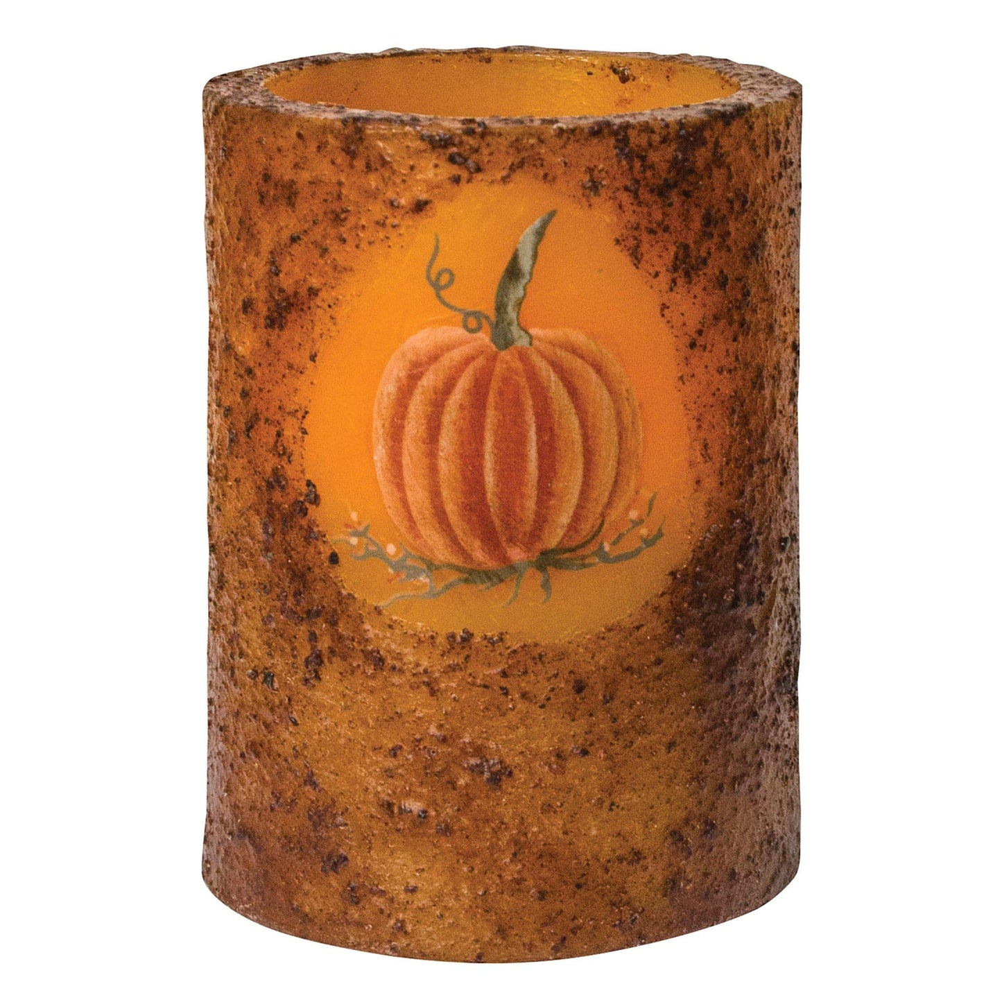 CWI Gifts Burnt Mustard Battery Operated Pumpkin Timer Pillar