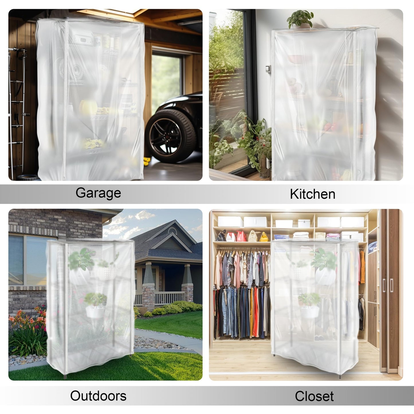IndigoTempest9 Frosted Wire Shelf Cover with Zipper, Waterproof Dustproof PVC Rack Cover for 48 x 18 x 72 Inch Wire Shelving, Semi-Transparent, Helps Hide Clutter, Cover Only