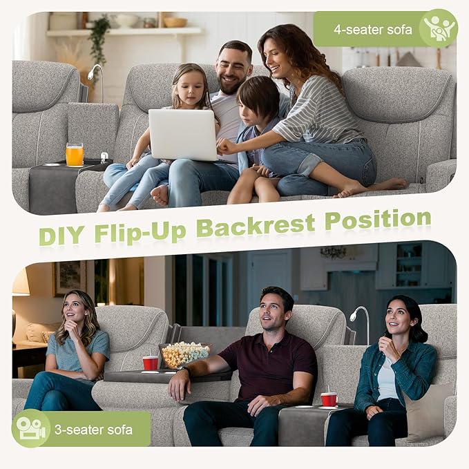 Dresegmt 4 Seat Recliner Sofa, Manual Recliner Couch