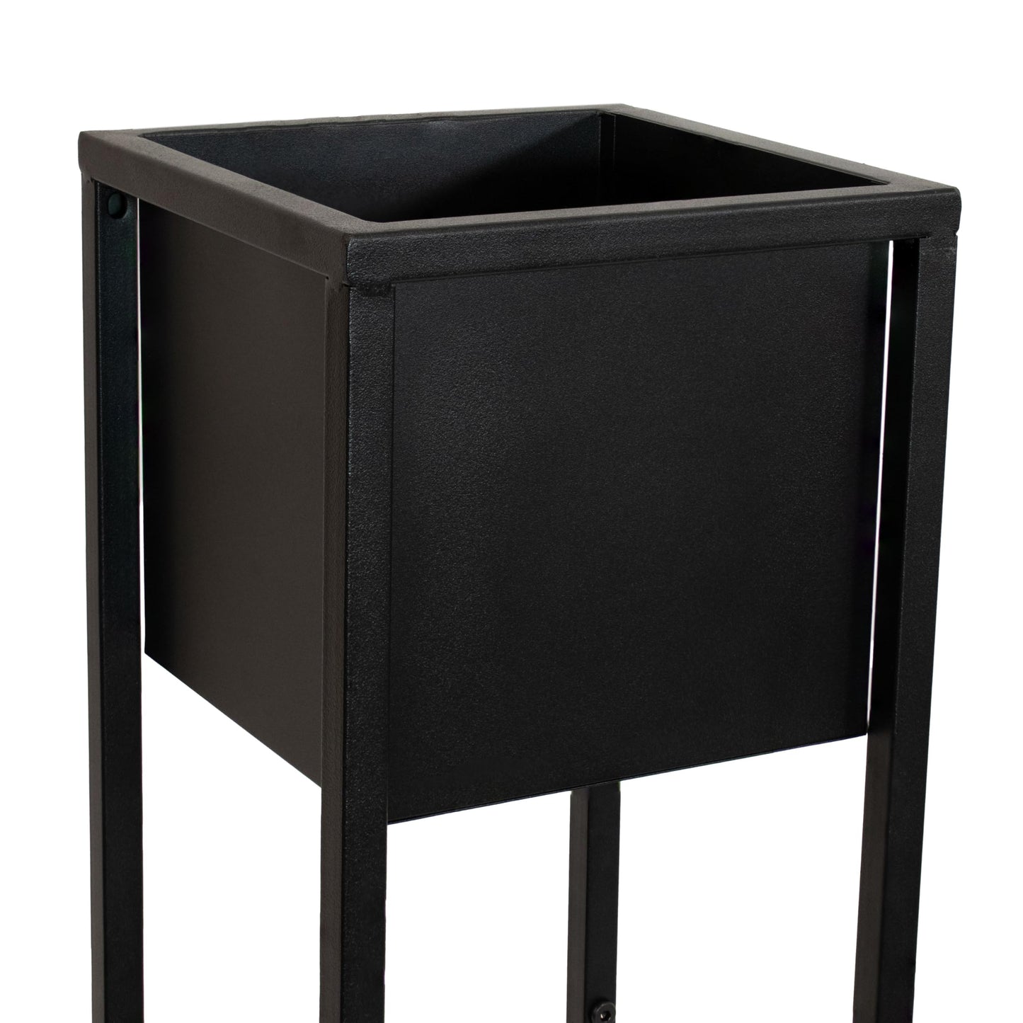 Sunnydaze Modern Simplicity 8.25" Square Metal Raised Planter Box with Legs - Set of 2 - Indoor or Outdoor Use - Black - 27" H