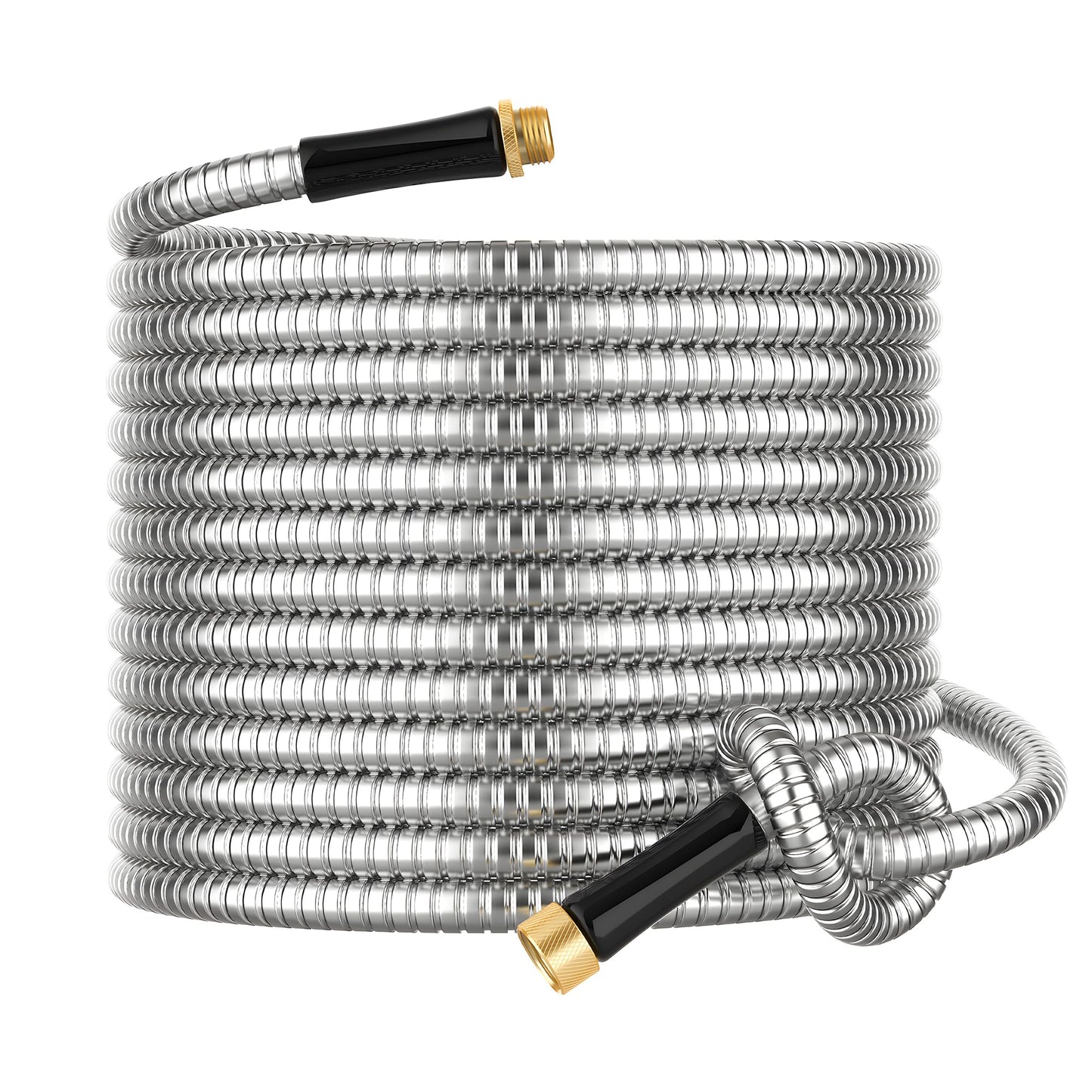 Metal Garden Hose 20 ft Connector, Stainless Steel Long Hose Extension Adapter for Hose Reel, Small, Flexible, Lightweight & Heavy Duty Water Pipe, No Kinking Short Outdoor Water Hose for Yard 20 Feet