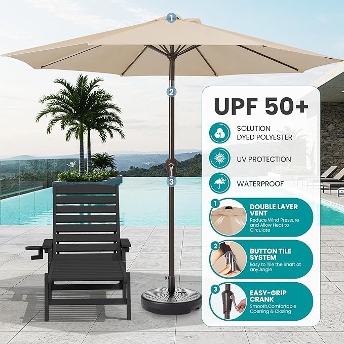 SERWALL Patio Chaise Lounge Chair Set of 2
