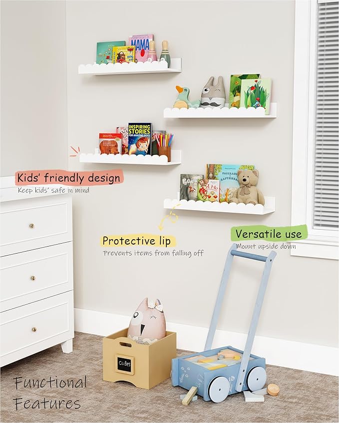 Harwaya Scalloped Nursery Floating Shelves