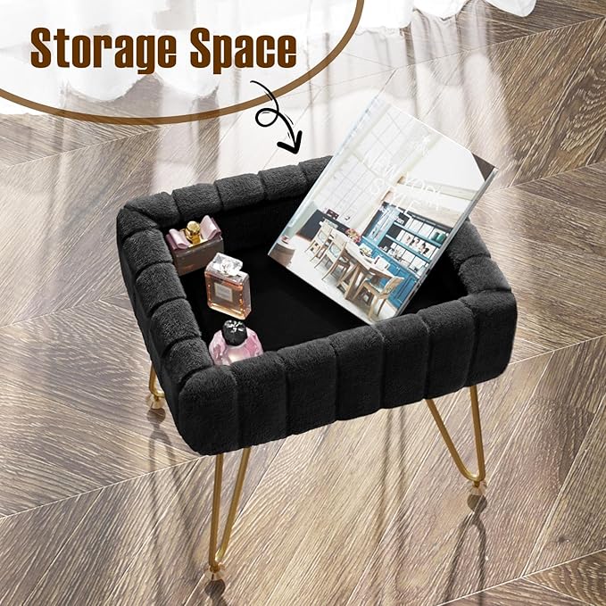 Greenstell Vanity Stool Chair Faux Fur