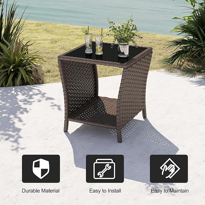 kinbor Outdoor Wicker Side Table