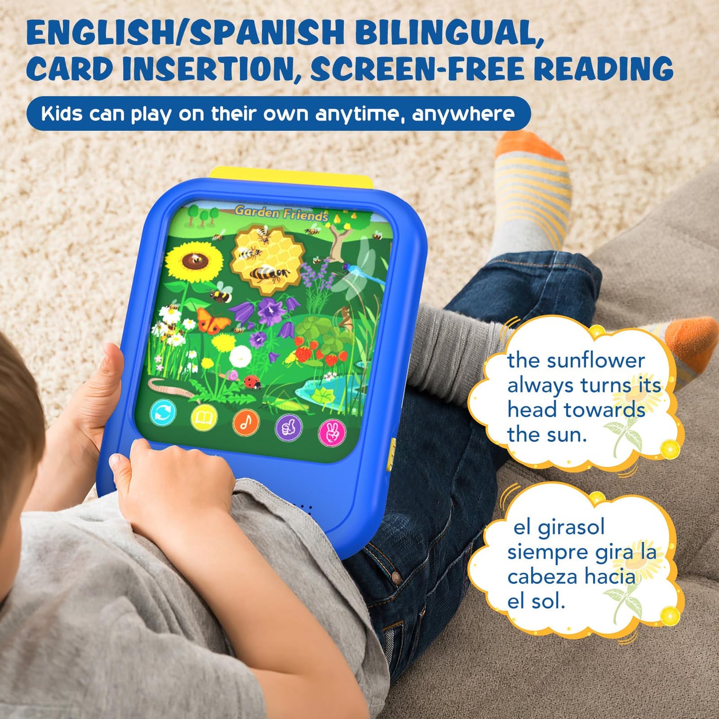 Kids Learning Tablet Educational Learning Pad for Toddlers 2-5 to Learn Alphabets, Numbers, Foods, Time, Music, Talking Cards for Toddlers，Educational Toy Kids Gifts