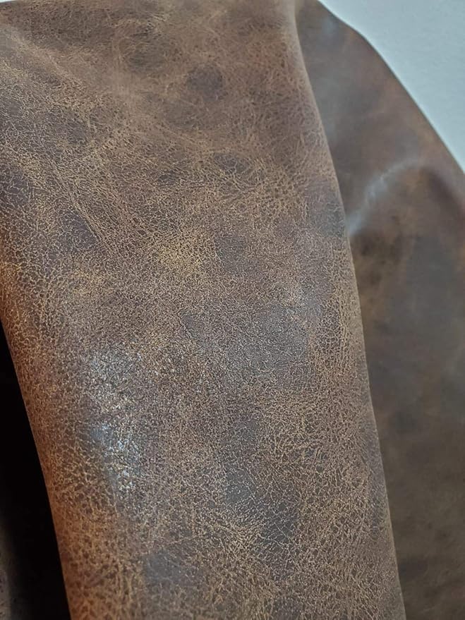 NAT Leathers | Brown Distressed Soft Faux Vegan Leather PU | 10 Yards 360" x