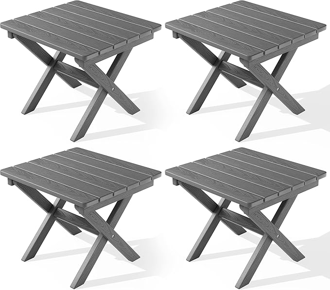 SERWALL Folding Outdoor Side Table Set of 4, Small Adirondack Side Table