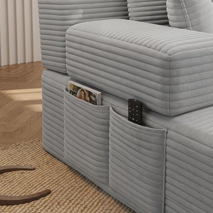 Oversized Boneless Chaise Sofa Bed, Corduroy Chaise Lounge Chair Indoor