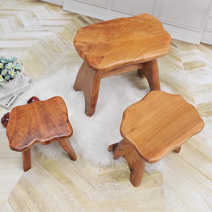 Natural Shape Solid Wood Stump Stool 20"x13"x18" Cedar Root End Table Rustic