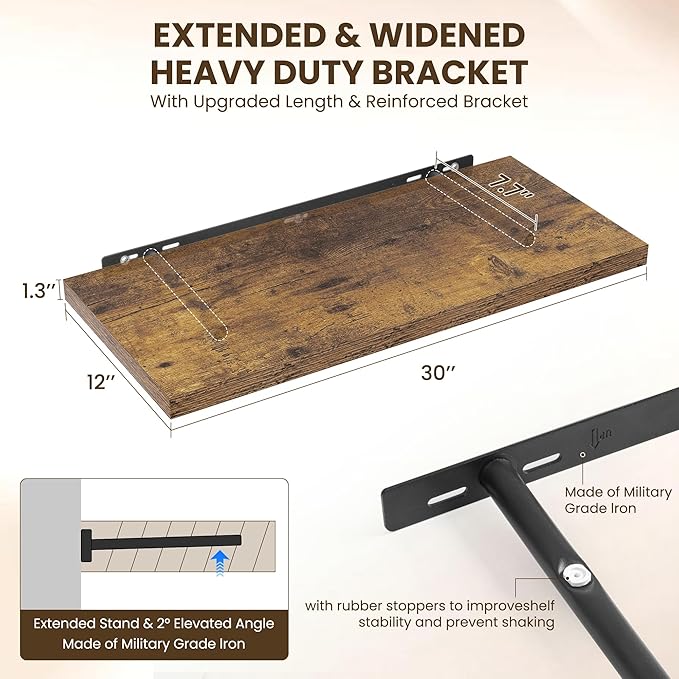 Dreamland 30" Floating Shelves for Wall, Wall-Mounted Shelves for Bedroom