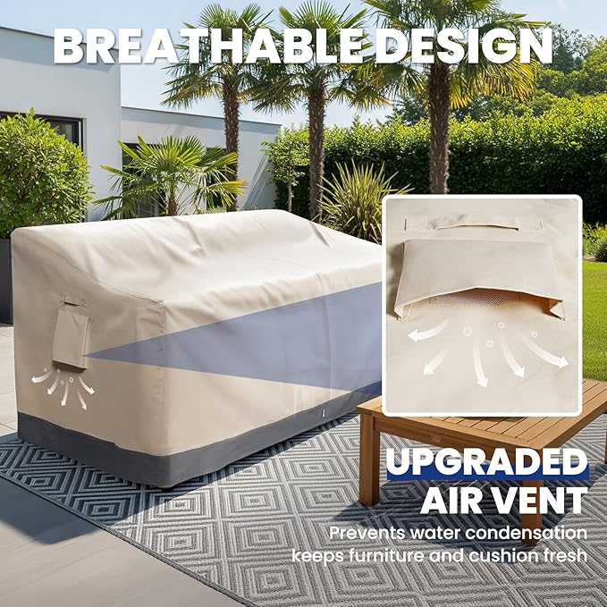 Extra Heavy Duty Outdoor Couch Cover Waterproof, Large 3-Seater Patio Sofa Cover