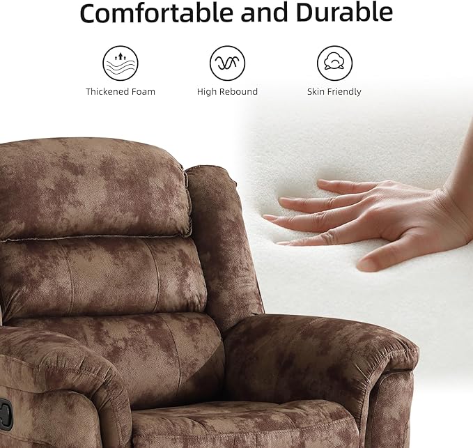 EBELLO 3 Pieces Reclining Living Room Set, Soft Fabric Manual Recliner Sofa