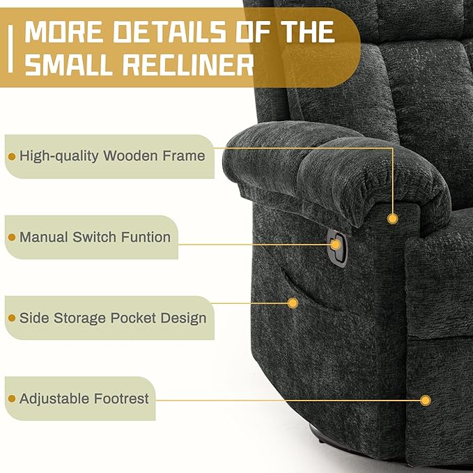 Korser Recliner Chair, Swivel Rocker Recliner Chair