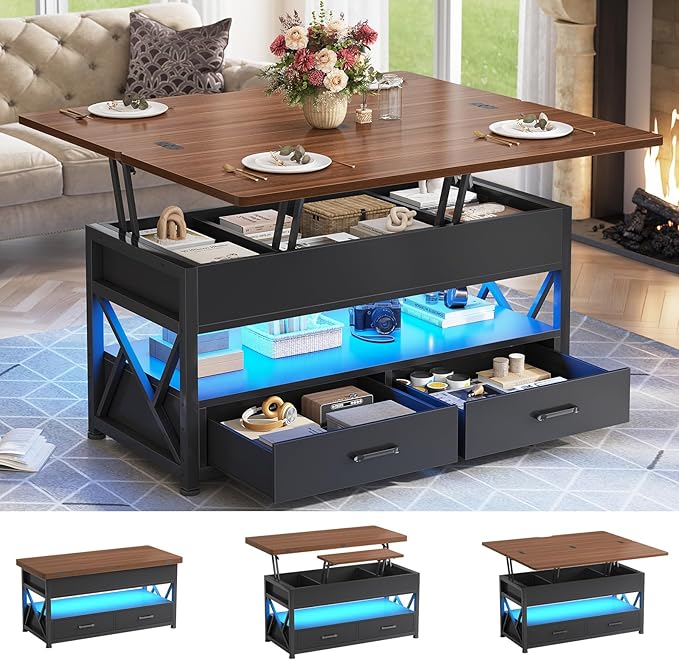 Itaar 40" Lift Top Coffee Table, 4 in 1 White Coffee Tables