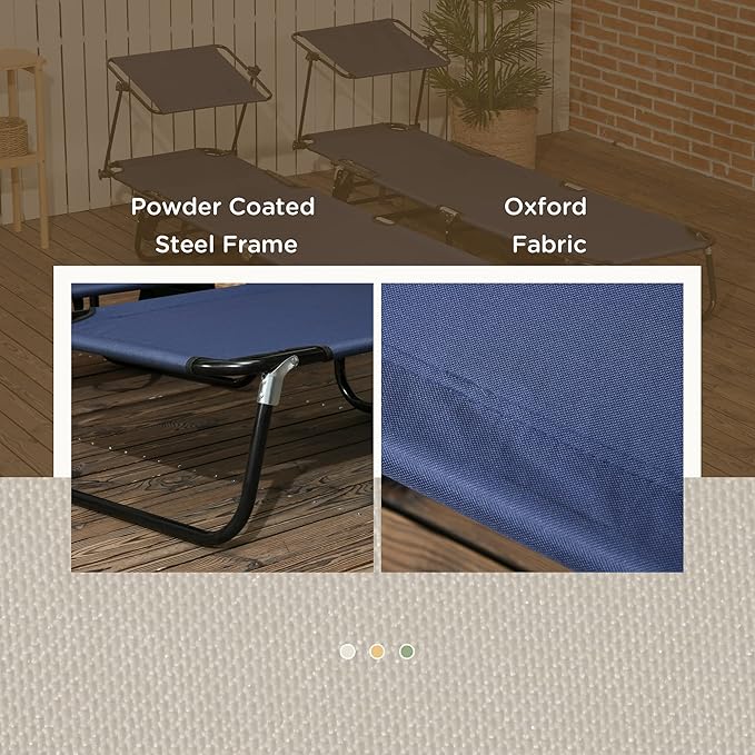Outsunny Folding Chaise Lounge Pool Lounge Chairs Set of 2, Outdoor Sun Tanning
