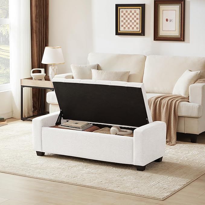 Huatean Home 48" Ottoman with Storage, Upholstered Entryway Bench with Seating