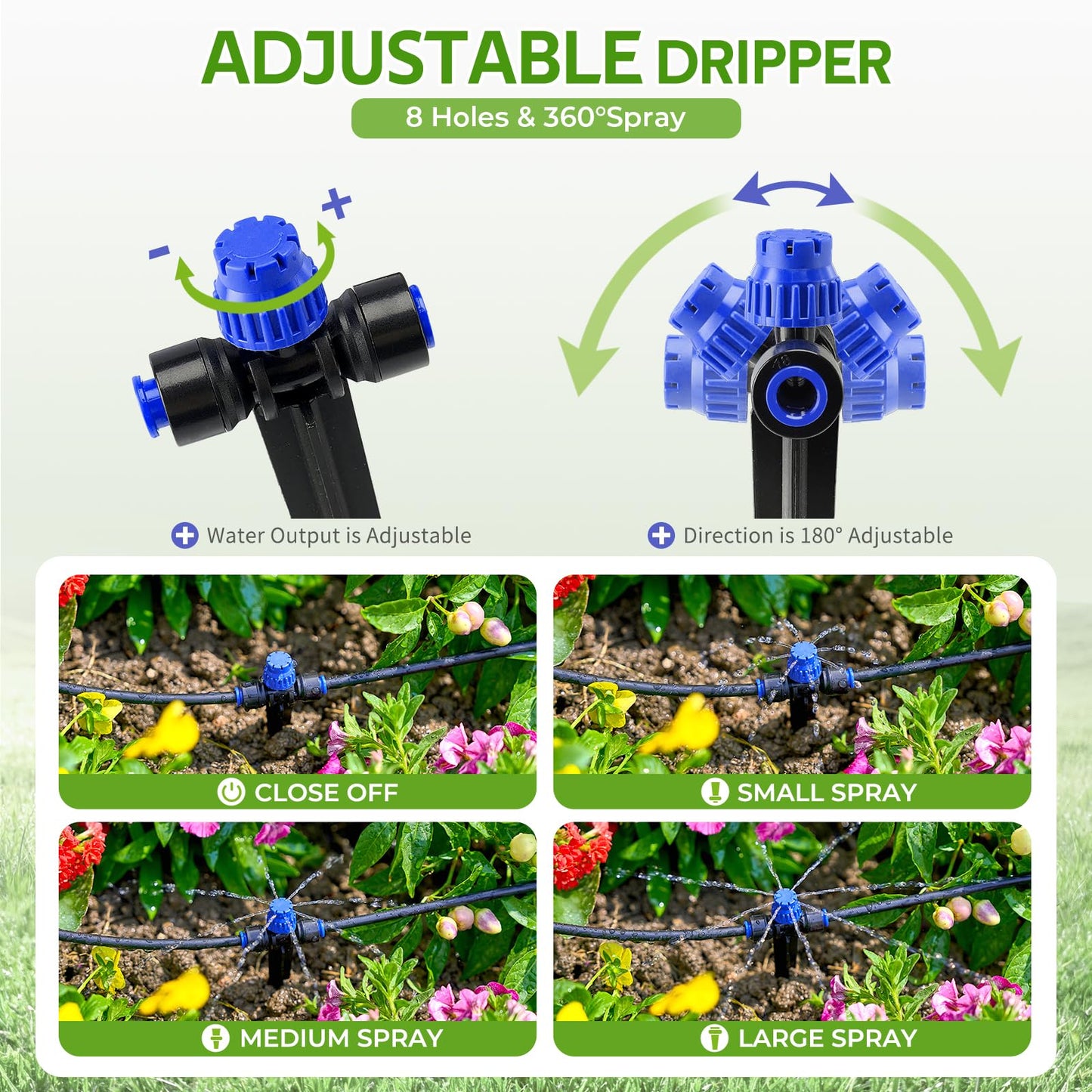 HIRALIY 50FT Drip Irrigation Kit with Garden Water Timer-2 Zone, Automatic Garden Watering System for Raised Bed, Quick Connect Design, Irrigation System for Plant Patio