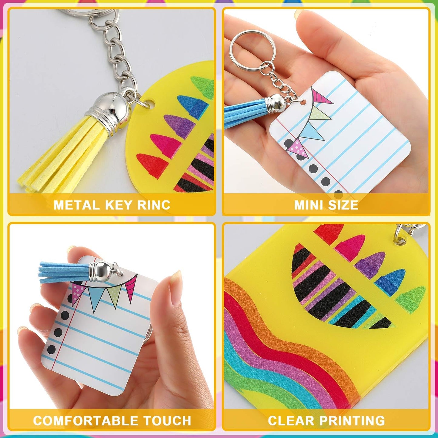 Sureio 30 Pcs Back to School Teacher Appreciation Gift Bulk Mini Notebook Keychain Gifts Bulk Note Book Bundle for Preschool(Combination Style)