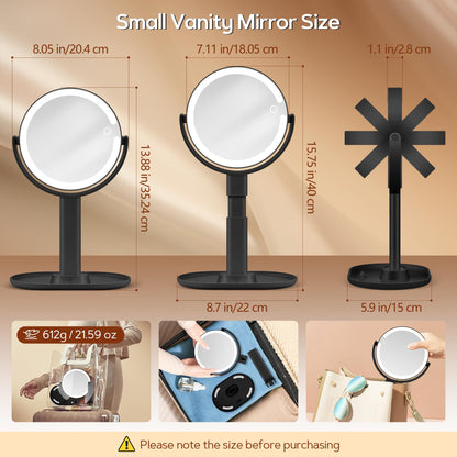 B Beauty Planet Makeup Mirror with Lights, Lighted Magnifying Mirror 30X with 3 Lighting and Adjustable Brightness, 2-Sided Height Adjustable Vanity Mirror for Bathroom, Gifts for Women White