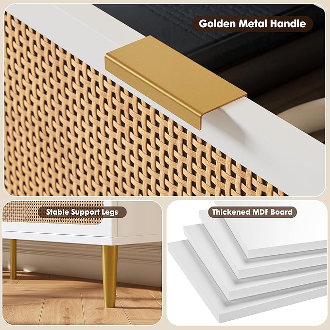 GarveeHome Rattan 7 Drawer Dressers