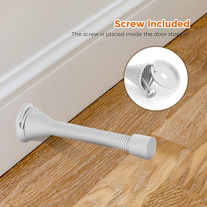 Ravinte Door Stoppers, 6 Pack White Spring Door Stops with Rubber Bumper, Door Stoppers for Bottom of Door