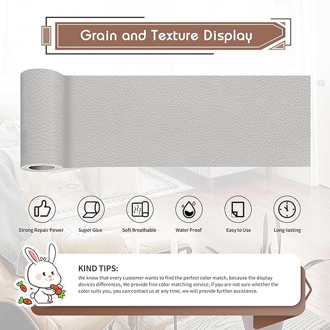 KING MOUNTAIN Leather Repair Patch, 4 x 63 Inches self Adhesive Leather Repair