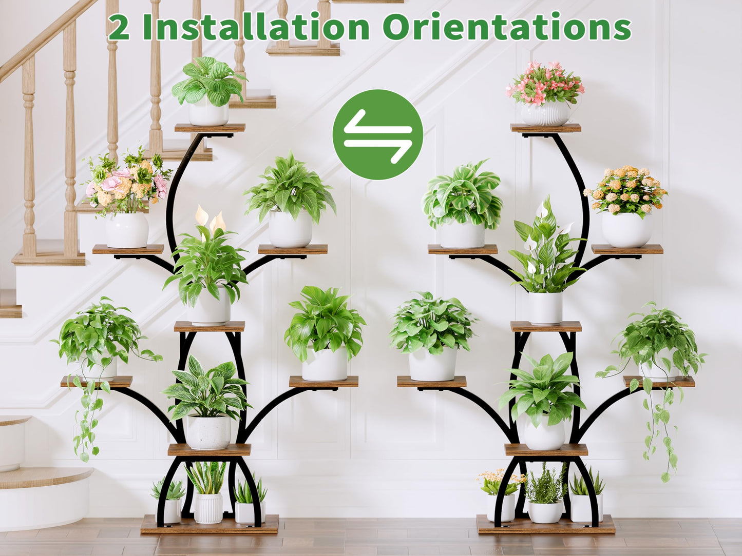 CODACE Plant Stand Indoor with Grow Lights, 6 Tiered Plant Shelf Indoor, 50" Corner Plant Stands for Indoor Plants, Lighted Tree-Shaped Plant Holder, Tall Flower Display Rack for Living Room