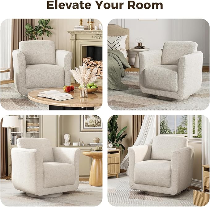 Swivel Accent Chair, 360° Chenille Barrel Swivel Chair